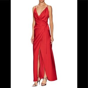 Fame and Partners BLACK Satin Floor length Dress